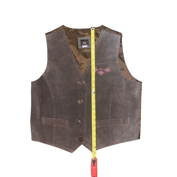 Route 66  Suede Leather Vest Womens L Brown  Western Embroidered Vest NWT - Picture 4 of 6